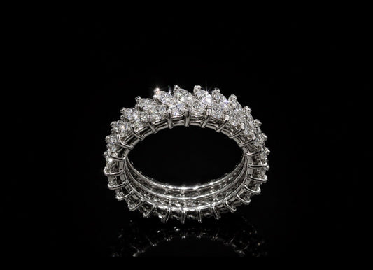3Ct Natural Marquis Diamond Band, Platinum - RRP £9,500 - Flamingo Gems