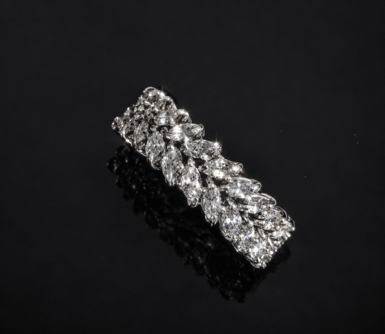 3Ct Natural Marquis Diamond Band, Platinum - RRP £9,500 - Flamingo Gems