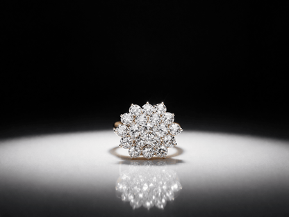 4 CARAT NATURAL DIAMOND CLUSTER STATEMENT RING - 18K Gold - RRP £10,500 - Flamingo Gems