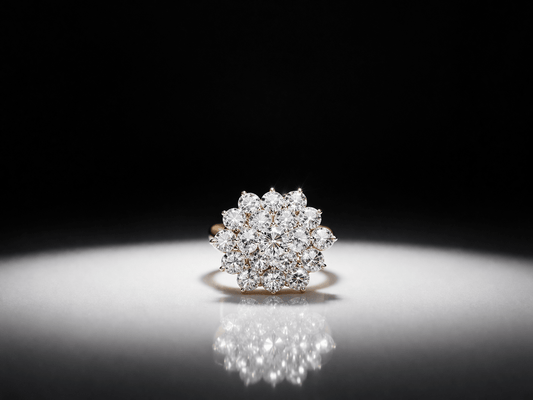 4 CARAT NATURAL DIAMOND CLUSTER STATEMENT RING - 18K Gold - RRP £10,500 - Flamingo Gems