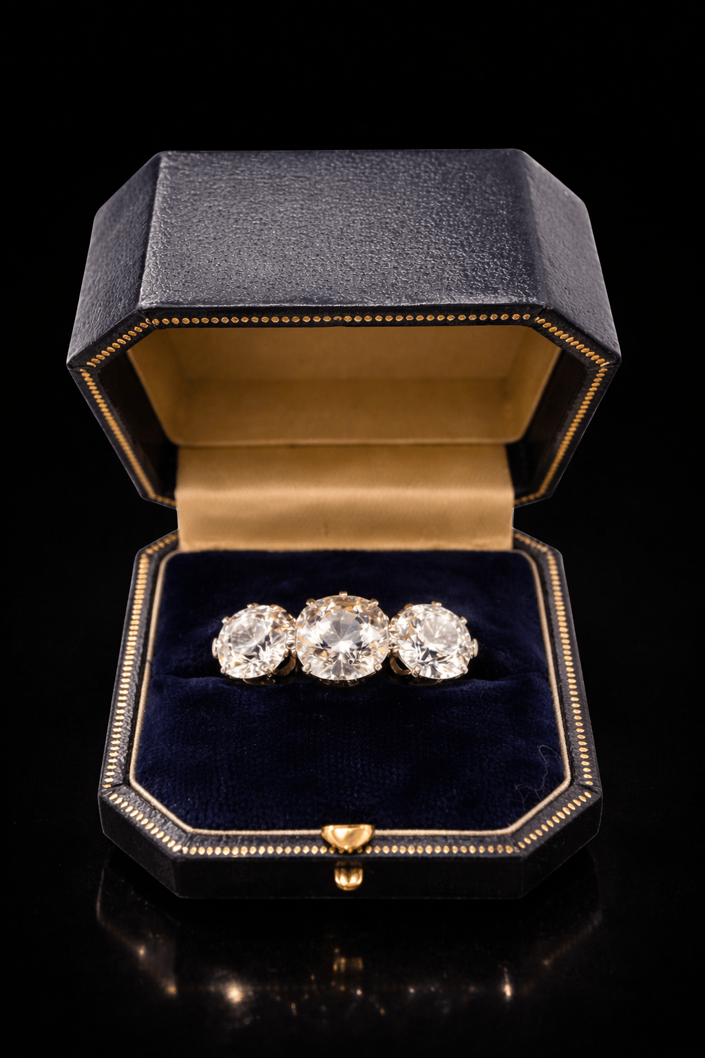 ✨ 4.00ct Old Mine Cut Diamond Trilogy Ring – Platinum ✨ - Flamingo Gems