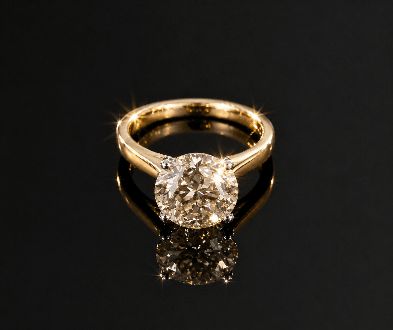 4.10 Ct Natural Diamond Solitaire Ring - 18K White and Yellow Gold - RRP £26,000 - Flamingo Gems