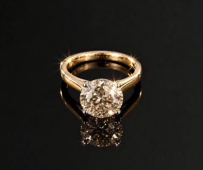 4.10 Ct Natural Diamond Solitaire Ring - 18K White and Yellow Gold - RRP £26,000 - Flamingo Gems