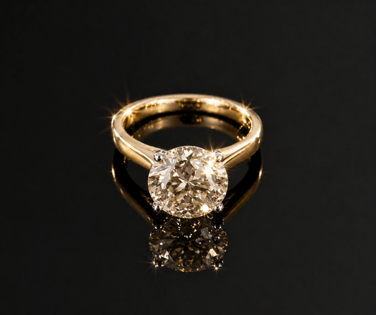 4.10 Ct Natural Diamond Solitaire Ring - 18K White and Yellow Gold - RRP £26,000 - Flamingo Gems