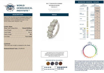 4.19 Ct Natural Diamond Ring - Platinum - RRP £30,000 - Flamingo Gems