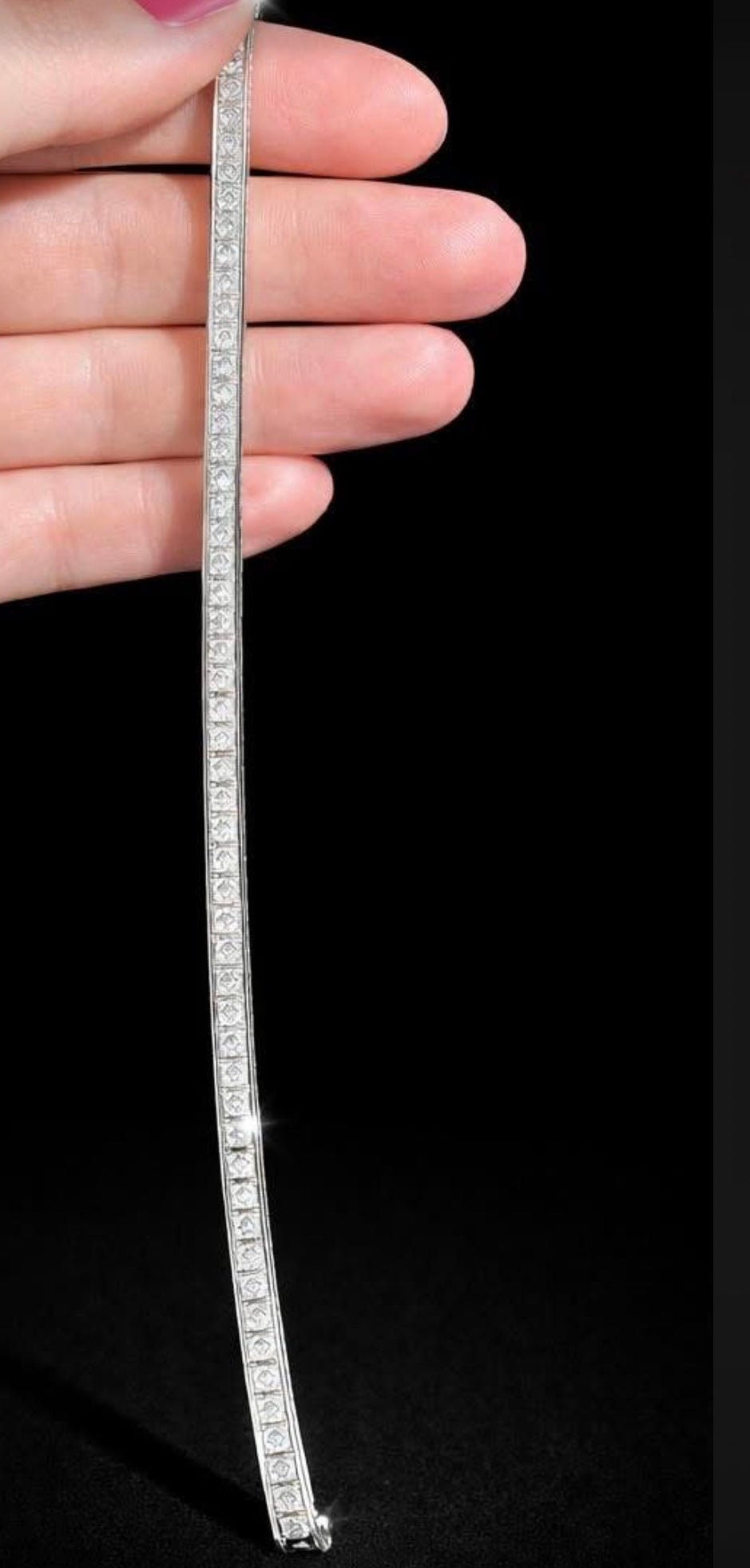 💎✨ 4.45ct PRINCESS CUT DIAMOND TENNIS BRACELET | 18K WHITE GOLD | RRP £15,000 ✨💎 - Flamingo Gems