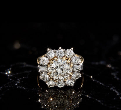 4.50ct Natural Diamond Cluster Ring 18k Gold - RRP £31,600 - Flamingo Gems