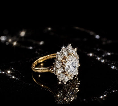4.50ct Natural Diamond Cluster Ring 18k Gold - RRP £31,600 - Flamingo Gems