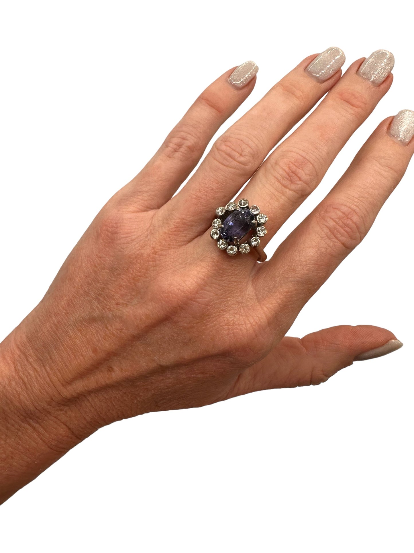 4.60 Ct Natural Unheated/Untreated Ceylon Blue Sapphire/0.96 Ct Diamonds Antique Art Deco Ring - WGI Certificate £12,000 - Flamingo Gems