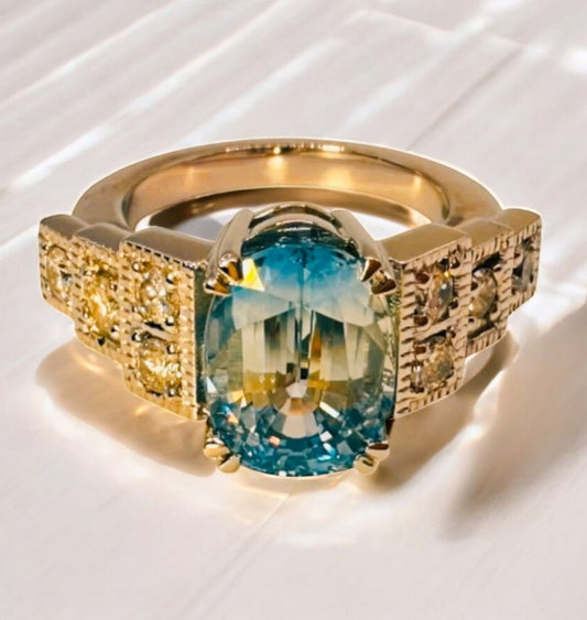 4.85 Ct Natural Ceylon Sapphire, 0.60 Ct Diamond Ring, Platinum - WGI Certificate £13,200 - Flamingo Gems