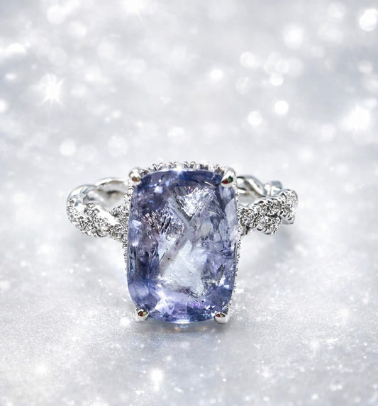 💙 5.14ct Unheated Ceylon Sapphire & Diamond Ring – 14ct White Gold – WGI RRP £11,200 💙 - Flamingo Gems