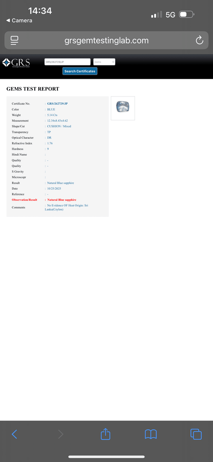 💙 5.14ct Unheated Ceylon Sapphire & Diamond Ring – 14ct White Gold – WGI RRP £11,200 💙 - Flamingo Gems