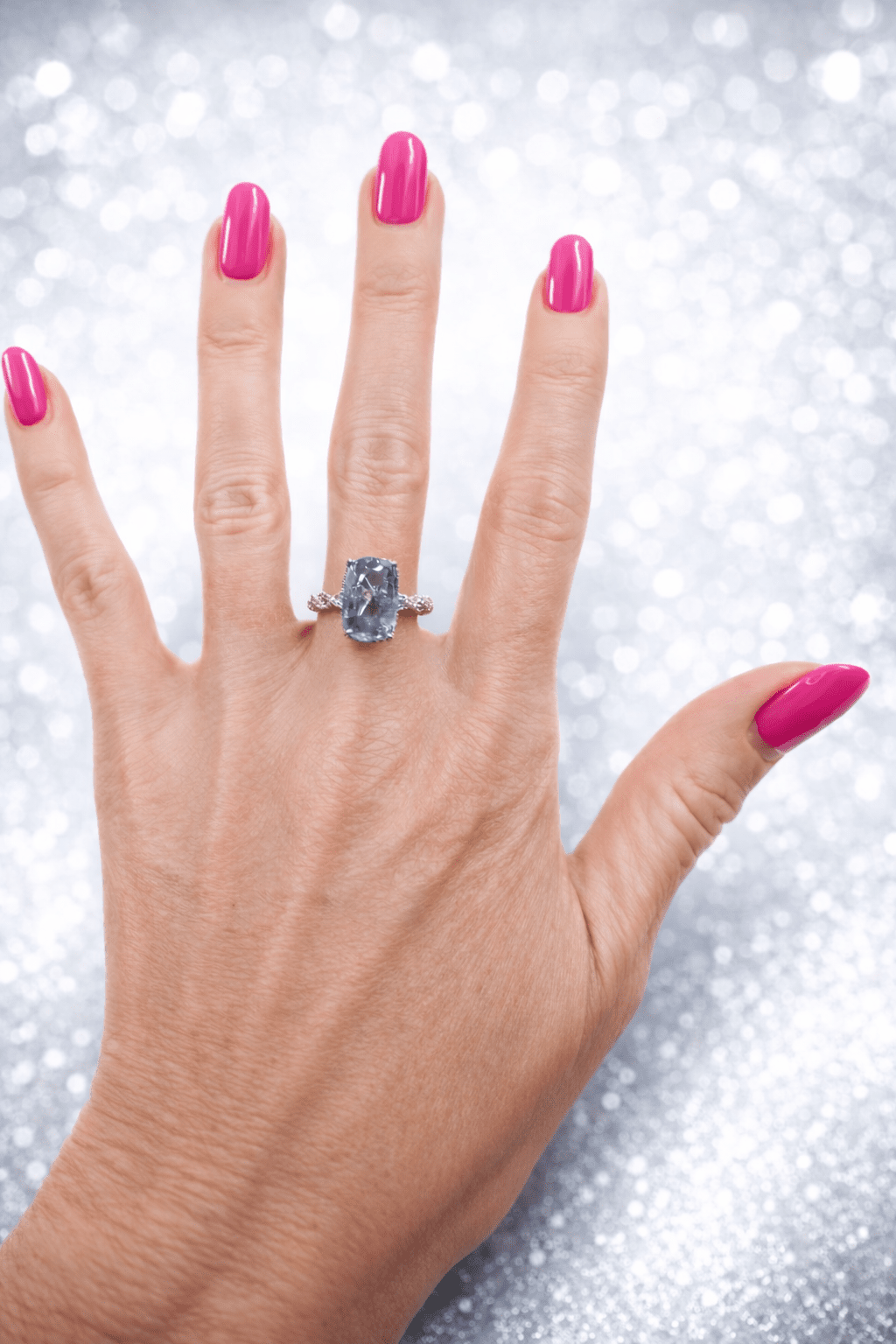 💙 5.14ct Unheated Ceylon Sapphire & Diamond Ring – 14ct White Gold – WGI RRP £11,200 💙 - Flamingo Gems