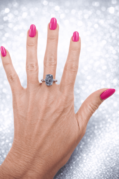 💙 5.14ct Unheated Ceylon Sapphire & Diamond Ring – 14ct White Gold – WGI RRP £11,200 💙 - Flamingo Gems