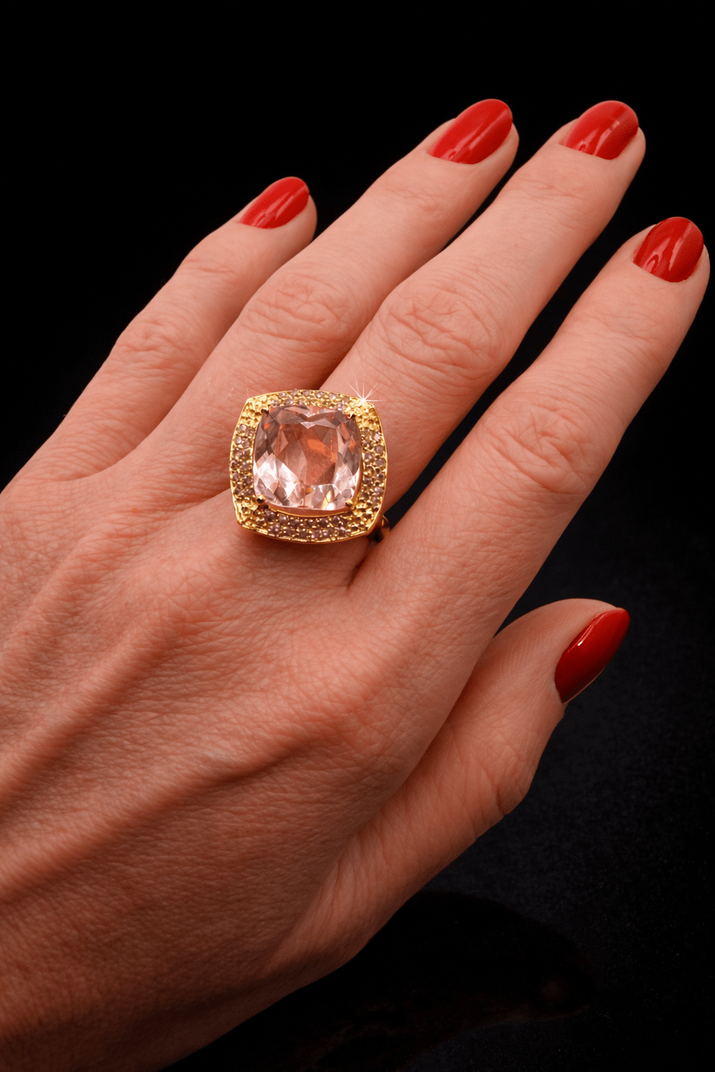 ✨6.85ct Certified Natural Morganite Statement Ring – 14K Gold - RRP - £8,800 - Flamingo Gems