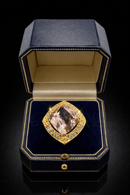 ✨6.85ct Certified Natural Morganite Statement Ring – 14K Gold - RRP - £8,800 - Flamingo Gems