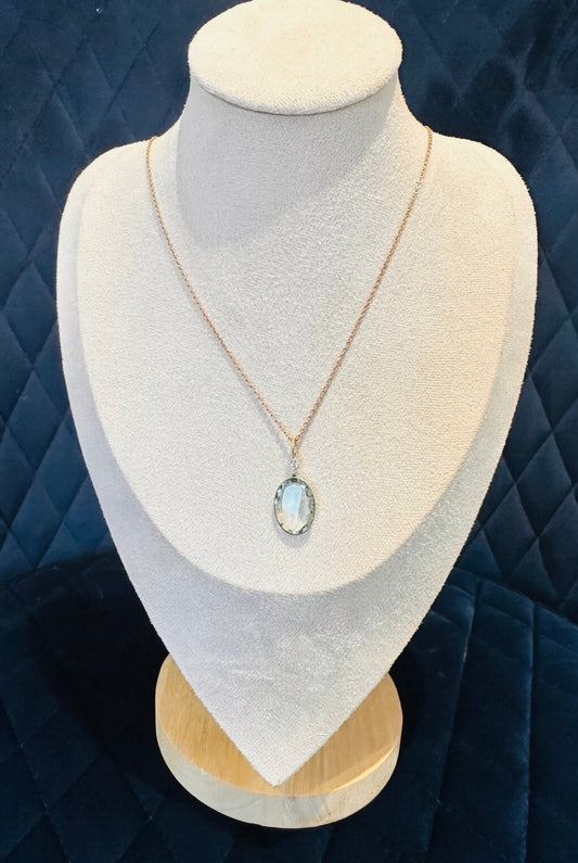 7 Ct Aquamarine and 0.10 Ct 9k Gold Necklace - Flamingo Gems