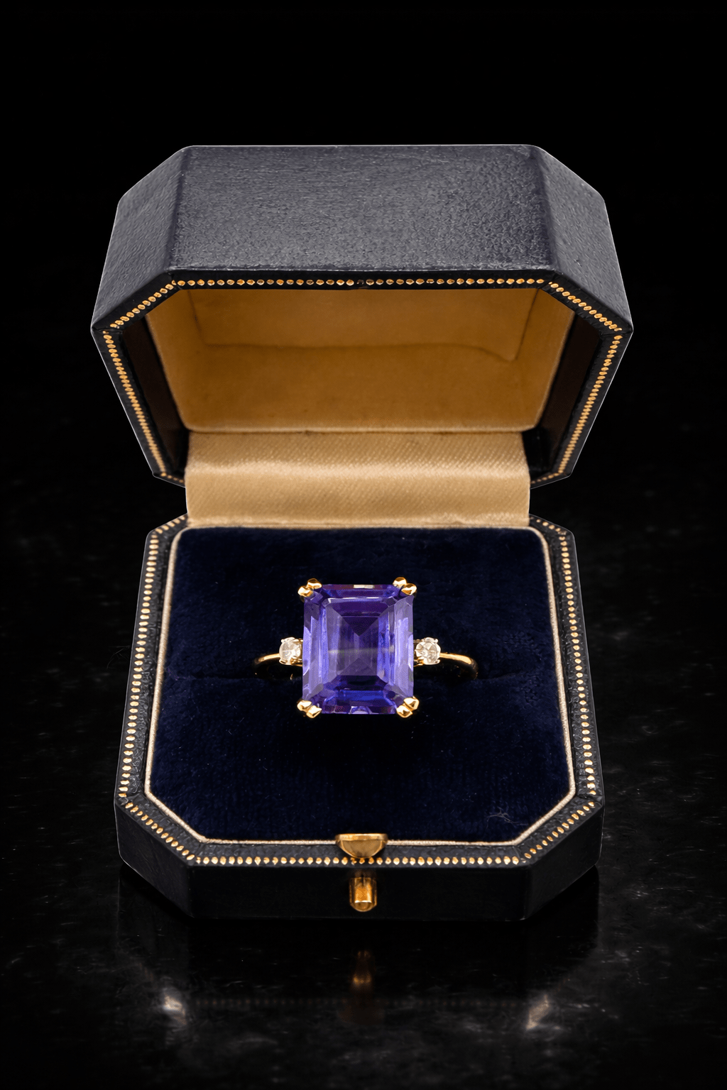 7.25 Ct Natural Tanzanite and 0.10 Ct Diamond Ring - 14Ct Yellow Gold - RRP £9,800 - Flamingo Gems