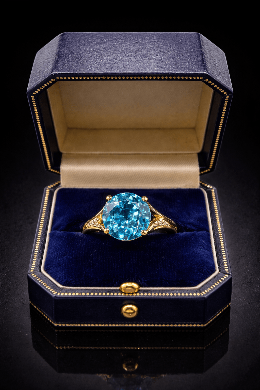 7.83ct Blue Zircon & Sapphire Ring – 18k Gold RRP £8,000 - Flamingo Gems