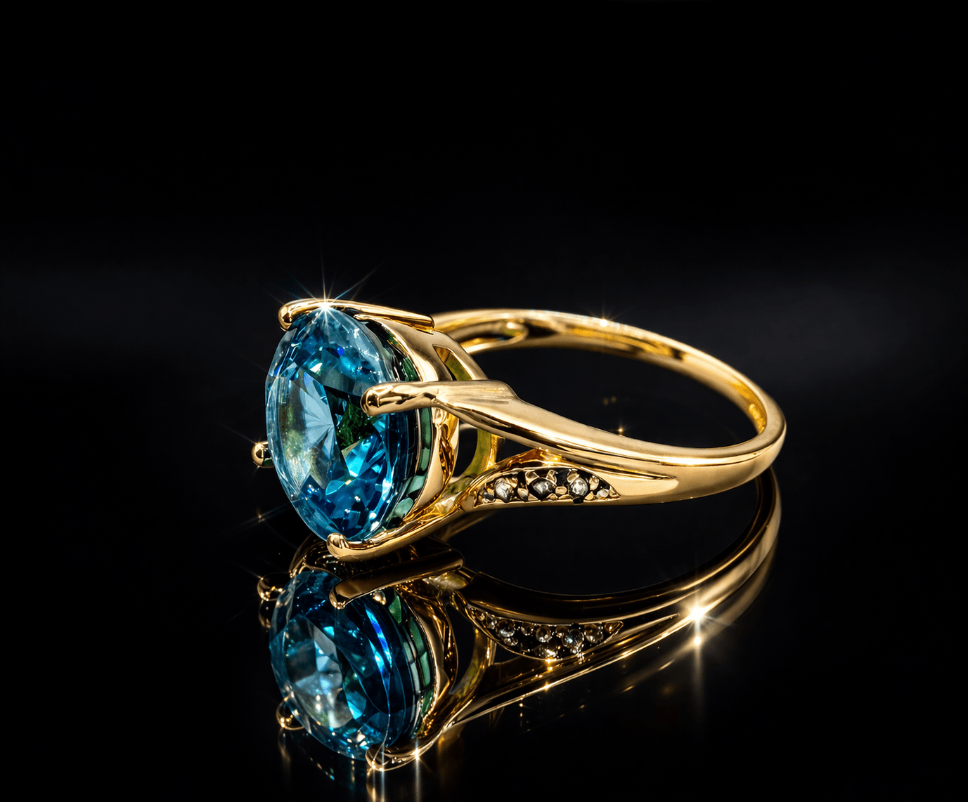 7.83ct Blue Zircon & Sapphire Ring – 18k Gold RRP £8,000 - Flamingo Gems