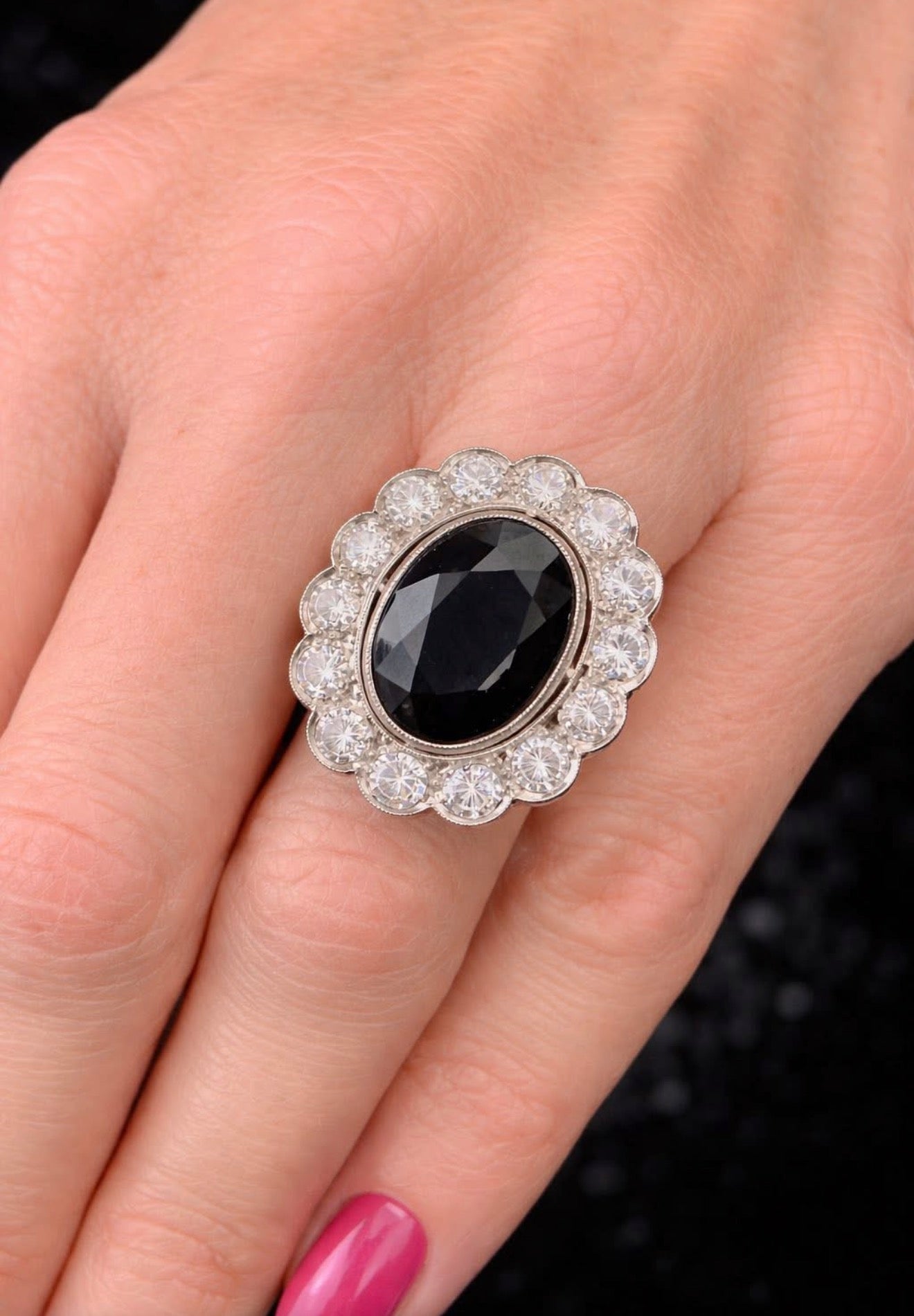 8.75 Ct Natural Sapphire, 2.10 Ct Natural Diamond Ring - £18k Gold - RRP £12,000 - Flamingo Gems