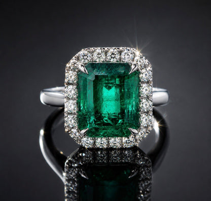 💚 8.84CT NATURAL ZAMBIAN EMERALD & 1 CT NATURAL DIAMOND PLATINUM RING 💚 RRP £16,500 - Flamingo Gems