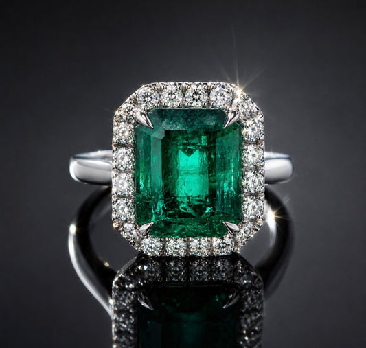 💚 8.84CT NATURAL ZAMBIAN EMERALD & 1 CT NATURAL DIAMOND PLATINUM RING 💚 RRP £16,500 - Flamingo Gems