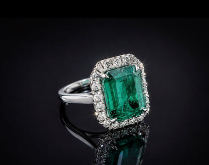 💚 8.84CT NATURAL ZAMBIAN EMERALD & 1 CT NATURAL DIAMOND PLATINUM RING 💚 RRP £16,500 - Flamingo Gems