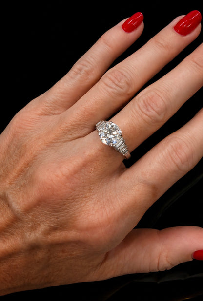 2.6Ct Old European Cut Natural Diamond Ring - 18k White Gold and Platinum - RRP £27,000