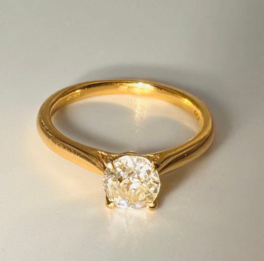 18 Ct Gold, 0.78 Diamond Engagement Ring - WGI Certified £4100 - Size M1/2