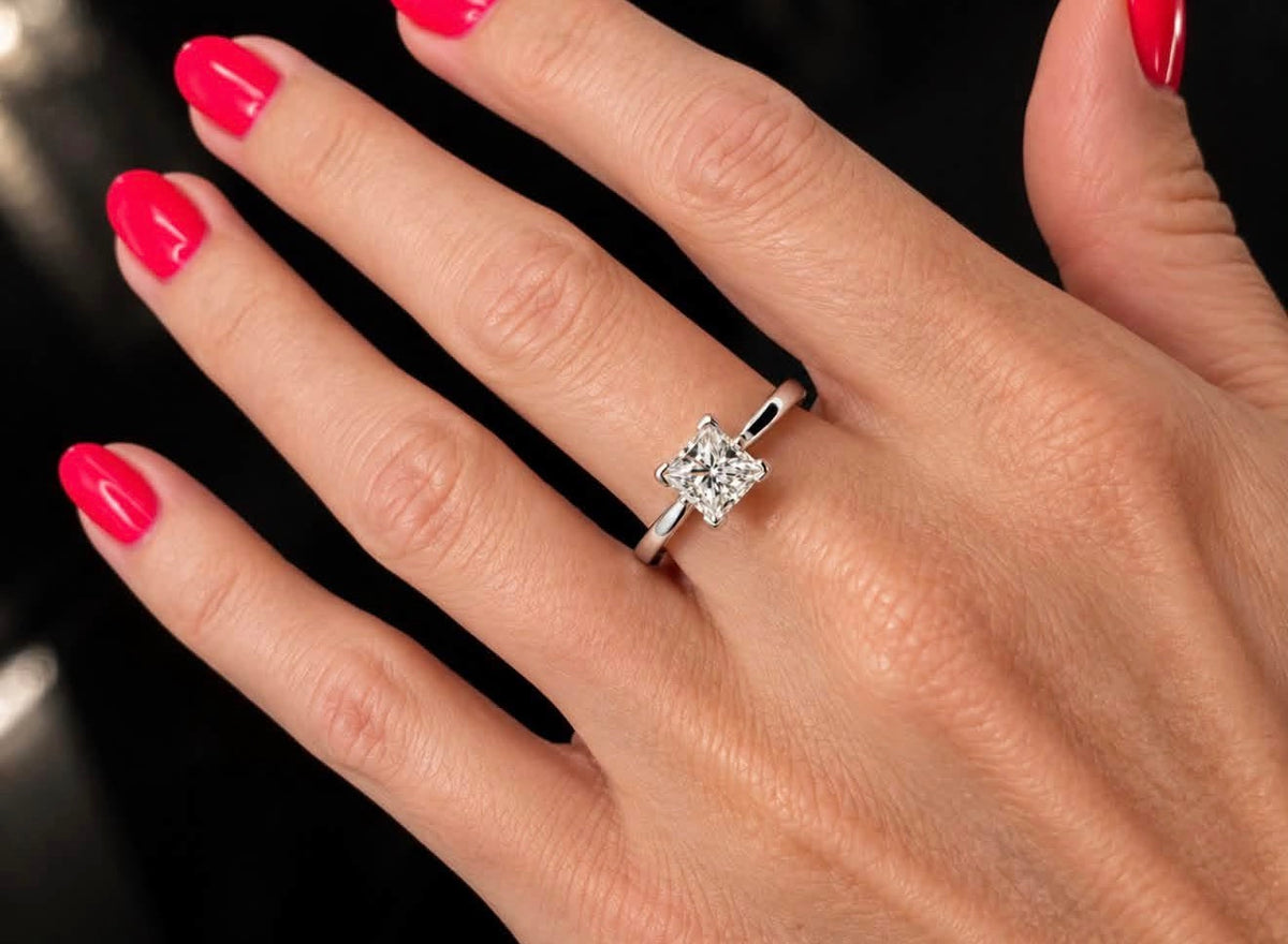 1.05 Ct Natural Princess Cut Diamond Ring - 18k Gold - RRP £9,000