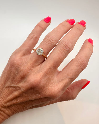 1.51 Carat Natural Diamond Ring, 18K Yellow Gold and Platinum - WGI Certificate £17,500