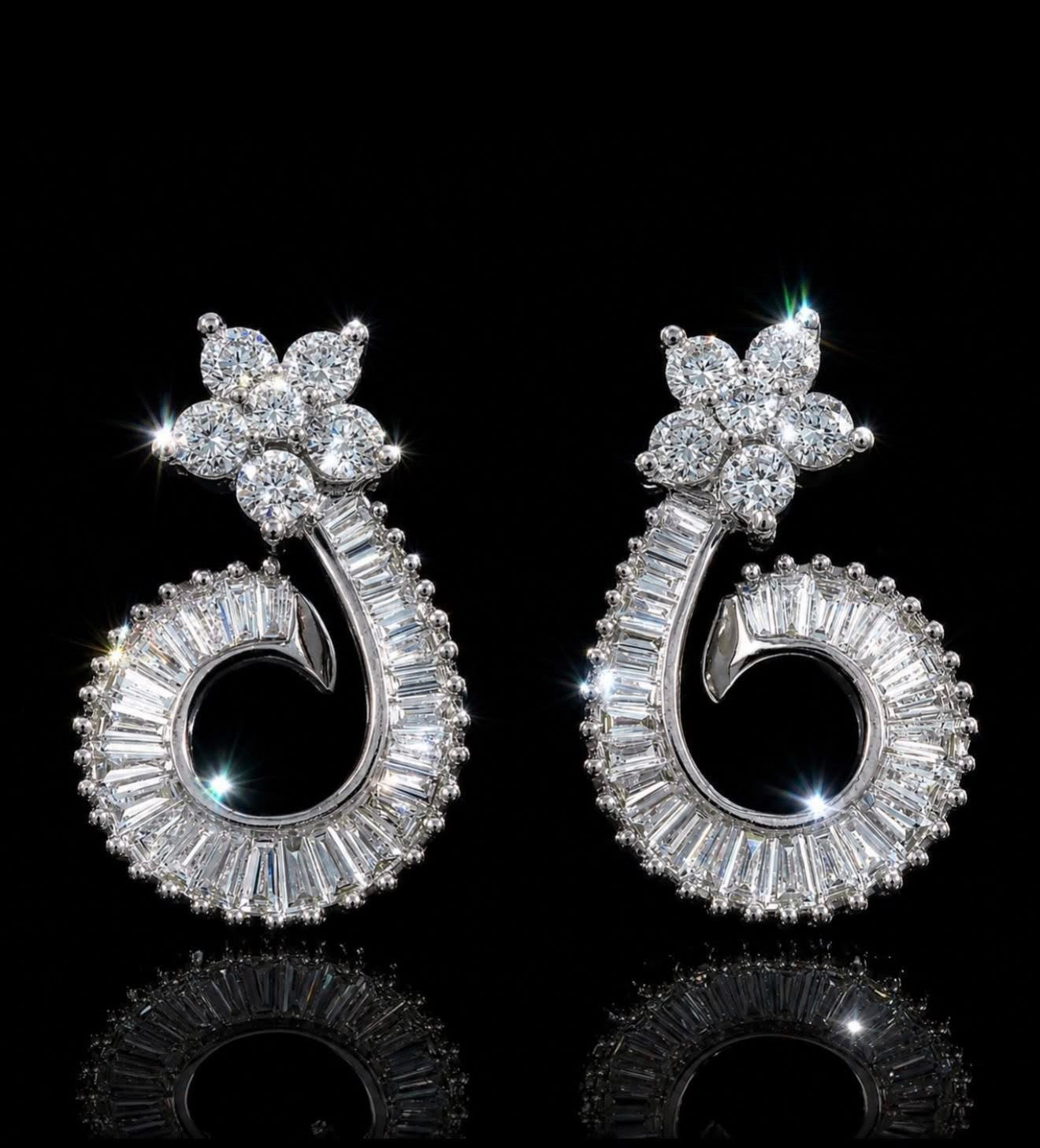 ✨ 18CT WHITE GOLD NATURAL DIAMOND CLUSTER DROP EARRINGS ✨ RRP £5,000