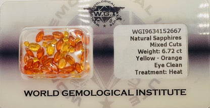 6.72 Ct loose orange and yellow sapphires (sealed pack) - WGI Certified £600