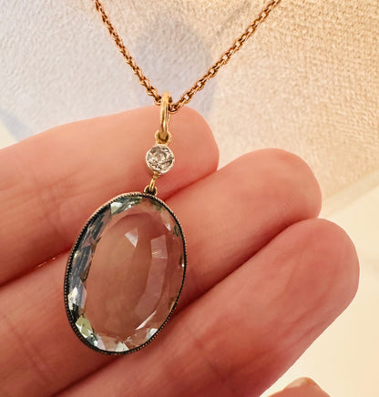 7 Ct Aquamarine and 0.10 Ct 9k Gold Necklace