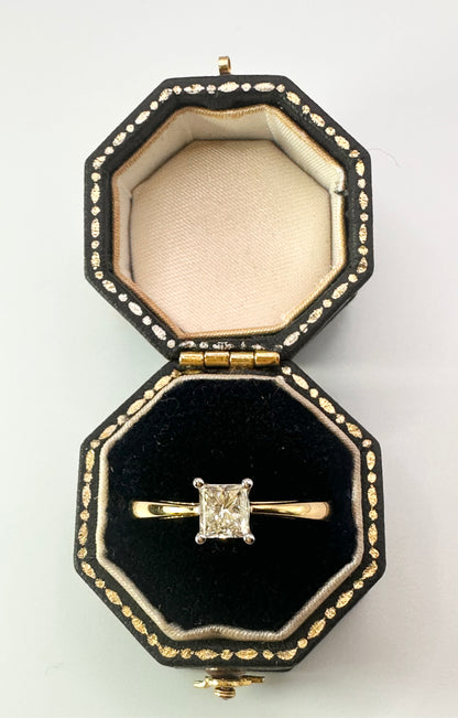 0.50 Princess Cut Natural Diamond Ring - 18k Yellow Gold - WGI Certificate £3,800