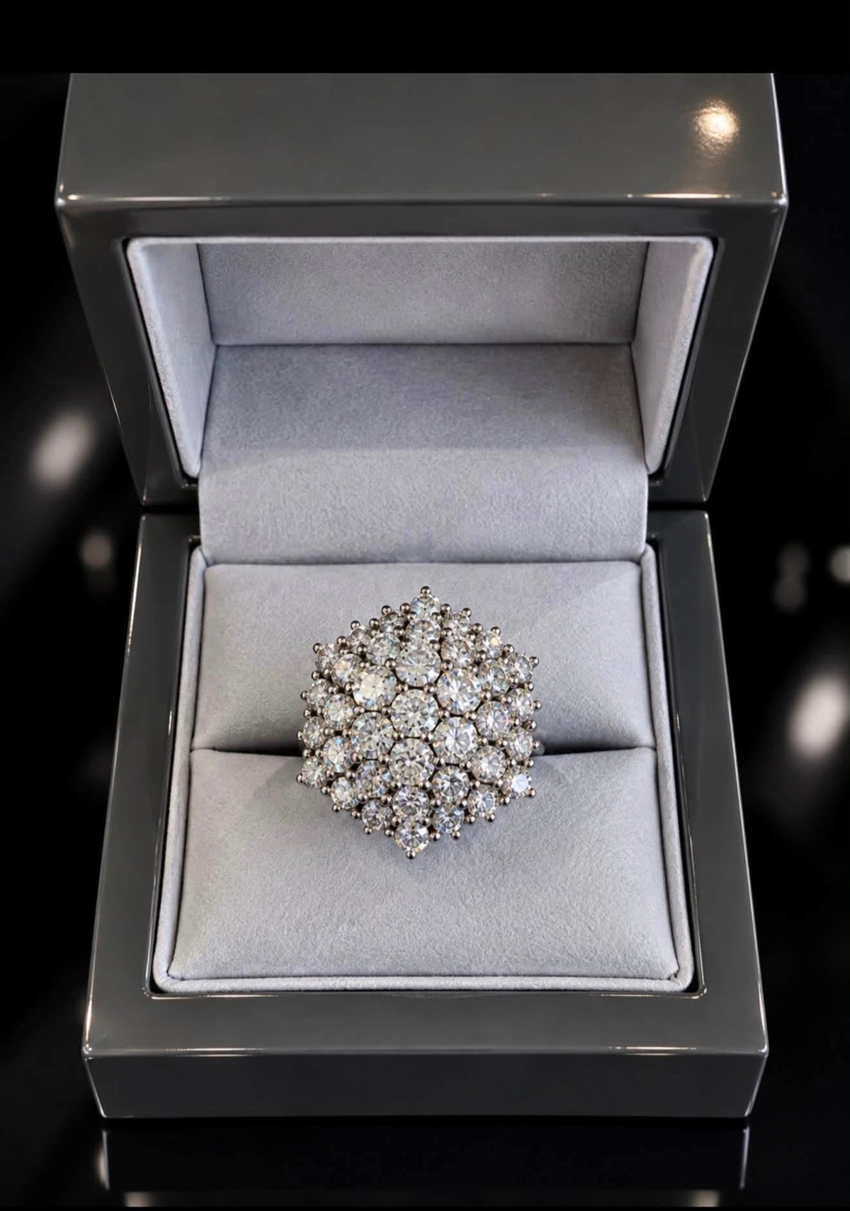 4 Ct Natural Diamond Cluster Ring - 18K White Gold - RRP £10,500
