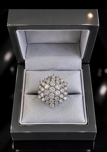 4 Ct Natural Diamond Cluster Ring - 18K White Gold - RRP £10,500