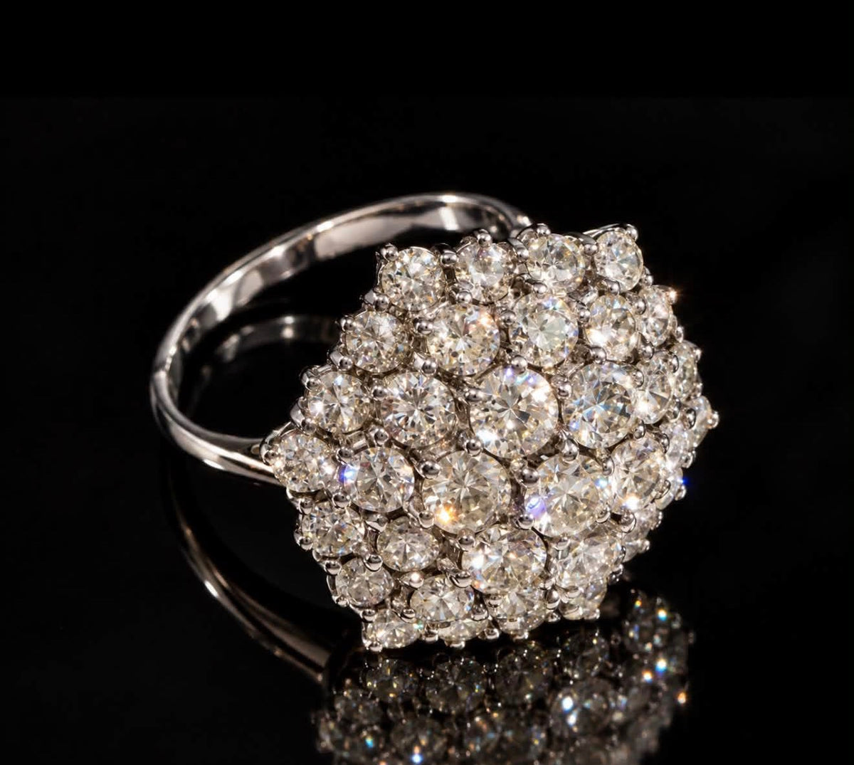 4 Ct Natural Diamond Cluster Ring - 18K White Gold - RRP £10,500