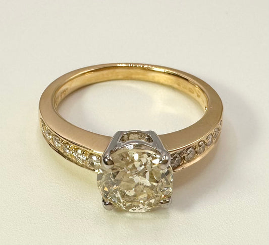 1.88 Carat Diamond Engagement Ring (Old European/Mine Cut), 18 Ct Yellow Gold - WGI Valuation £16,000