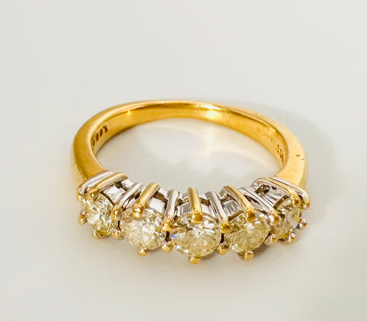 18 Ct Yellow Gold, 1 Ct Diamond Eternity Ring - WGI Certified - £4,800