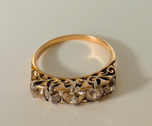 Xmas Sale - 1.35 Ct Diamond Gold Victorian Ring - WGI Certificate £3500