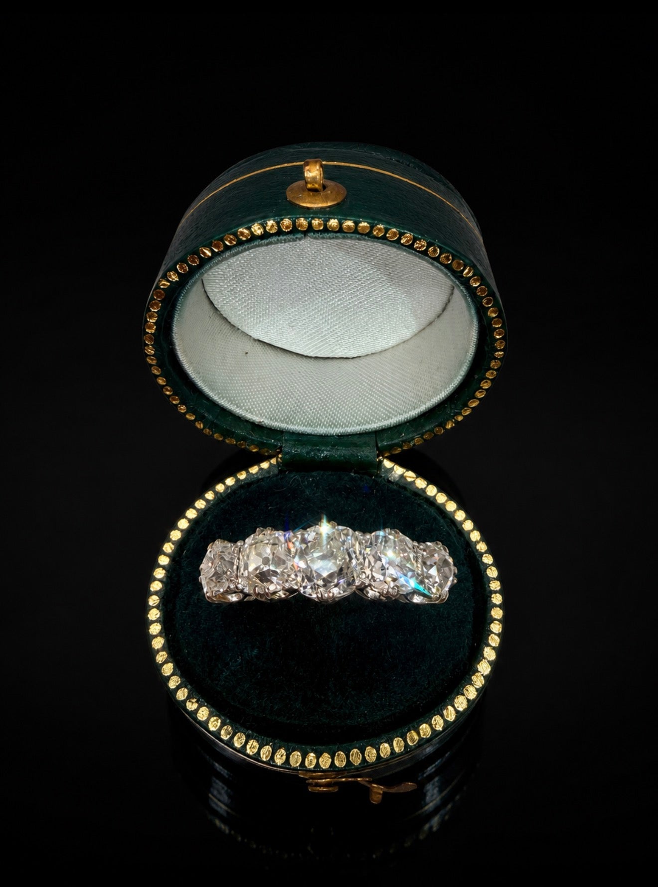 Antique Old Mine Cut Diamond 3.5 Ct Five-Stone Ring – Platinum - RRP £15,500 - Flamingo Gems