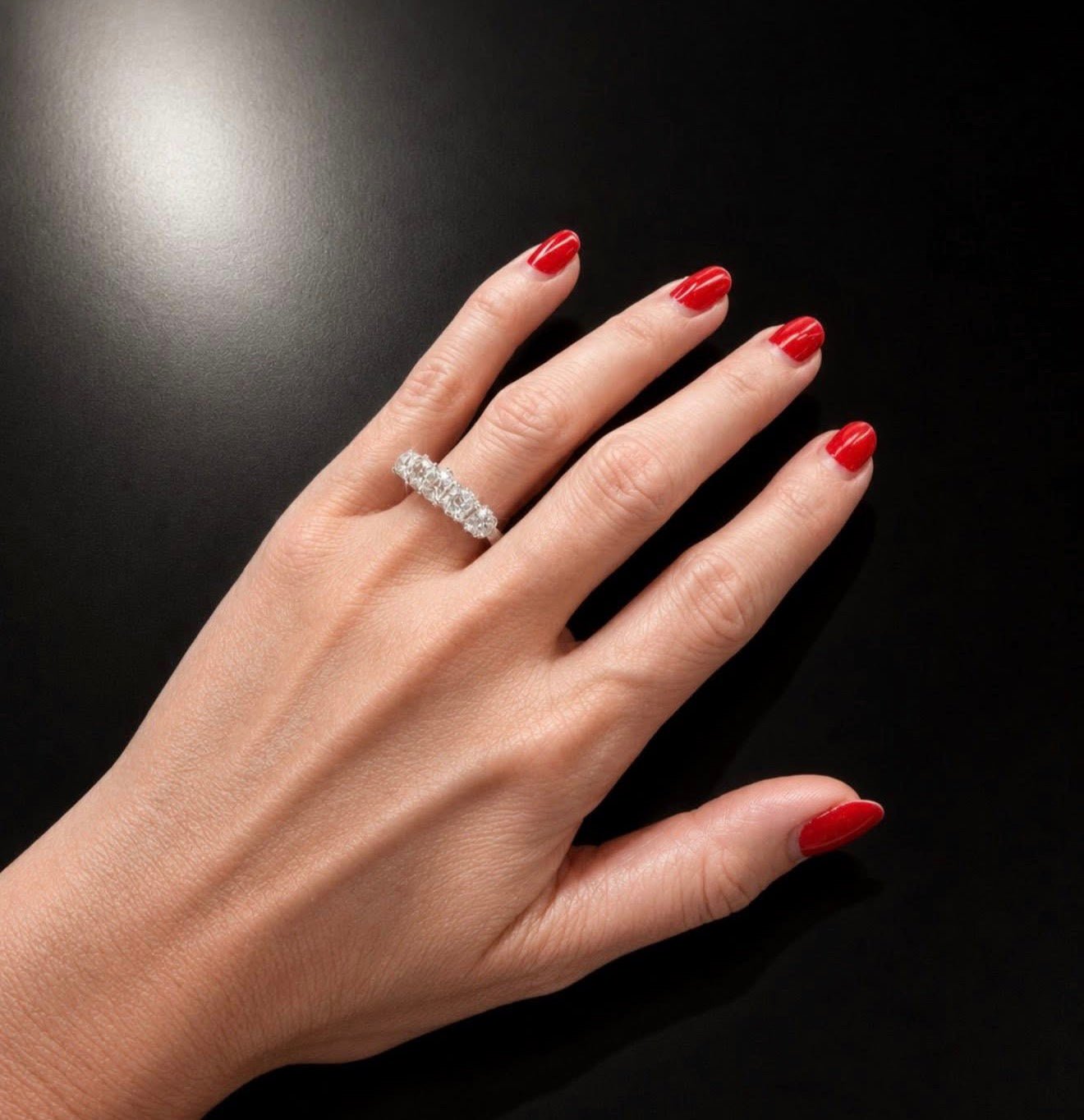 Antique Old Mine Cut Diamond 3.5 Ct Five - Stone Ring – Platinum - RRP £15,500 - Flamingo Gems