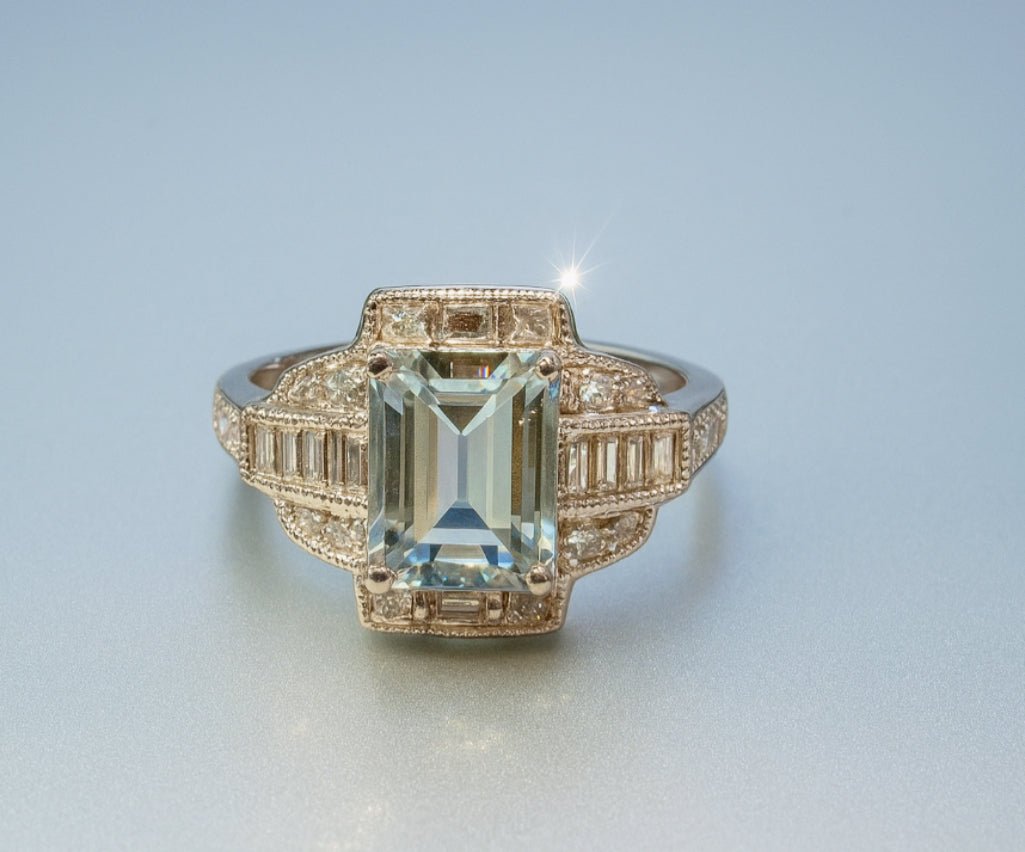 🌟 ART DECO HEAVEN: Aquamarine & Diamond Showstopper - £18k White Gold - WGI Certificate £7,200 - Flamingo Gems