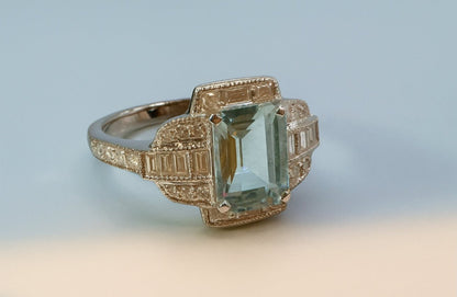 🌟 ART DECO HEAVEN: Aquamarine & Diamond Showstopper - £18k White Gold - WGI Certificate £7,200 - Flamingo Gems