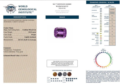 CERTIFIED 39.93 CT NATURAL KUNZITE - RRP £10,500 - Flamingo Gems