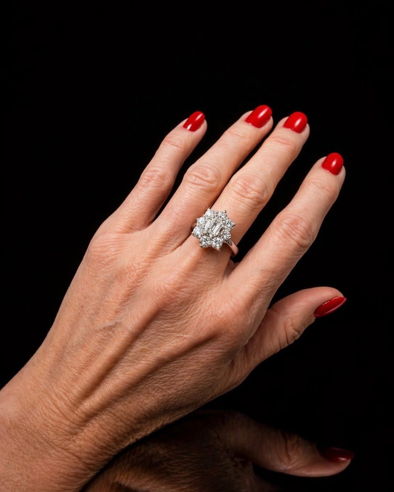 Diamond Emerald Cut Cluster Ring – 1.00ct Centre + 1.50ct Side Diamonds in 18ct White Gold - RRP £12,000 - Flamingo Gems