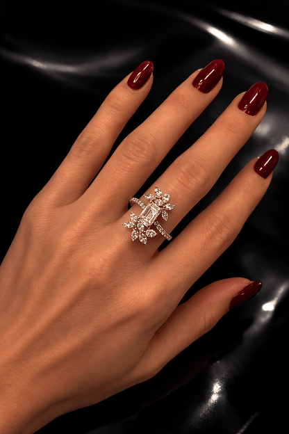 Fancy Natural Yellow and Pink Diamond Blossom Ring - 18K Gold - 1.58 Ct - RRP £10,000 - Flamingo Gems