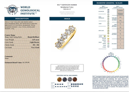 Five Stone Natural Diamond Ring – 1.65ct Total Diamond Weight - 18K Gold - Flamingo Gems